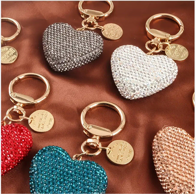 Wholesale Zinc Alloy Full Diamond Peach Heart Keychains
